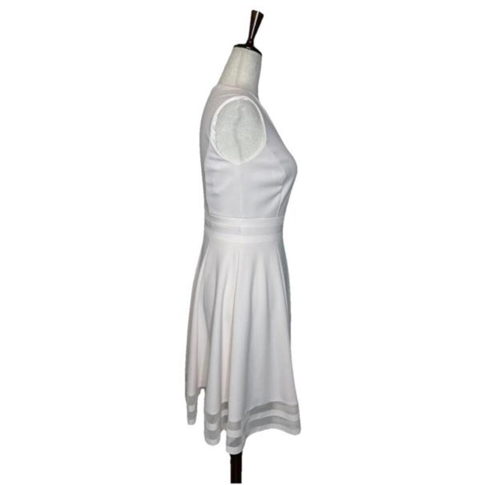 Calvin Klein Size 2 Illusion Trim Sleeveless Fit Flare A Line Dress Pale Pink - Picture 5 of 8